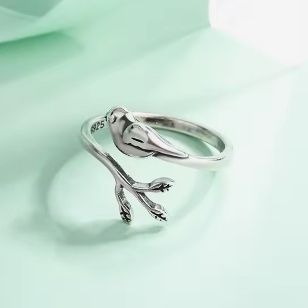 🐘🐘 925 Sterling Silver Bird Adjustable Ring - Picture 5 of 10